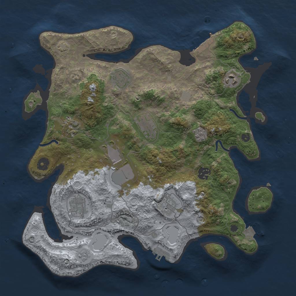 Rust Map: Procedural Map, Size: 3500, Seed: 2093091935, 17 Monuments