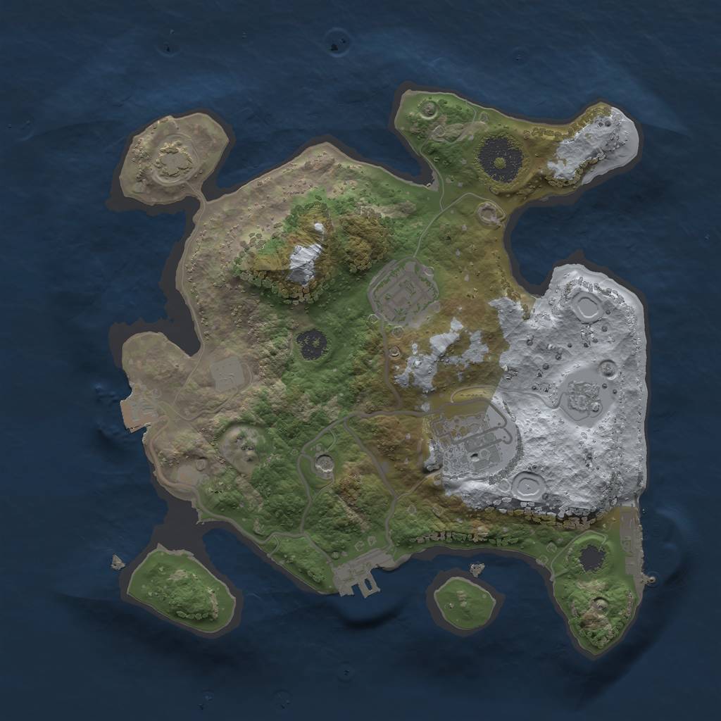 Rust Map: Procedural Map, Size: 2500, Seed: 43674369, 10 Monuments
