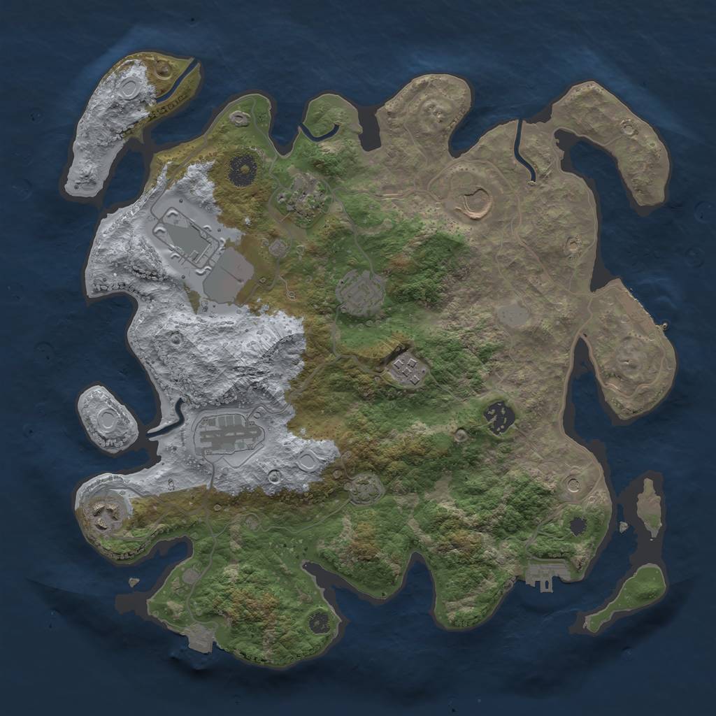 Rust Map: Procedural Map, Size: 3500, Seed: 546325, 15 Monuments