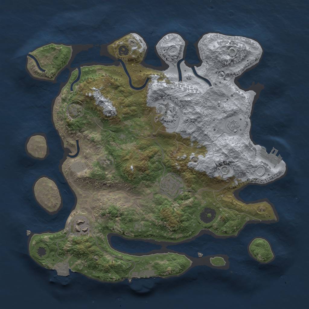 Rust Map: Procedural Map, Size: 3000, Seed: 973771, 11 Monuments