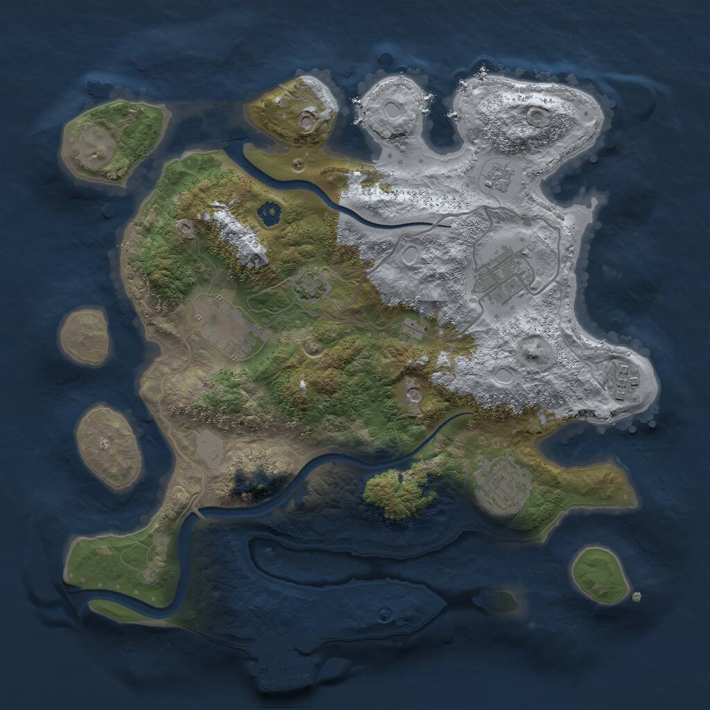 Rust Map: Procedural Map, Size: 3000, Seed: 973771, 9 Monuments