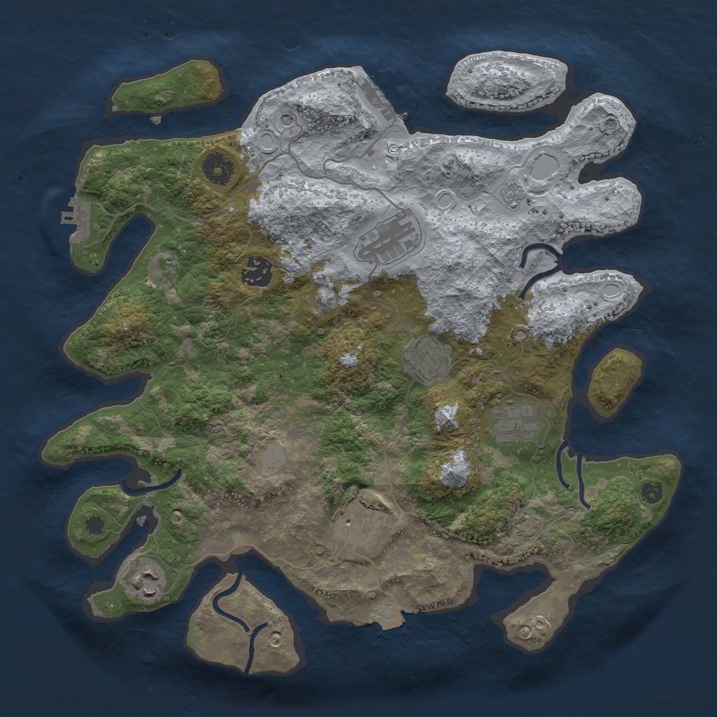Rust Map: Procedural Map, Size: 3450, Seed: 45260142, 14 Monuments
