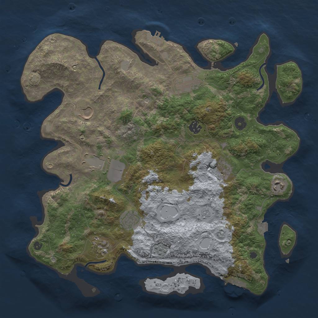 Rust Map: Procedural Map, Size: 3850, Seed: 37591738, 17 Monuments
