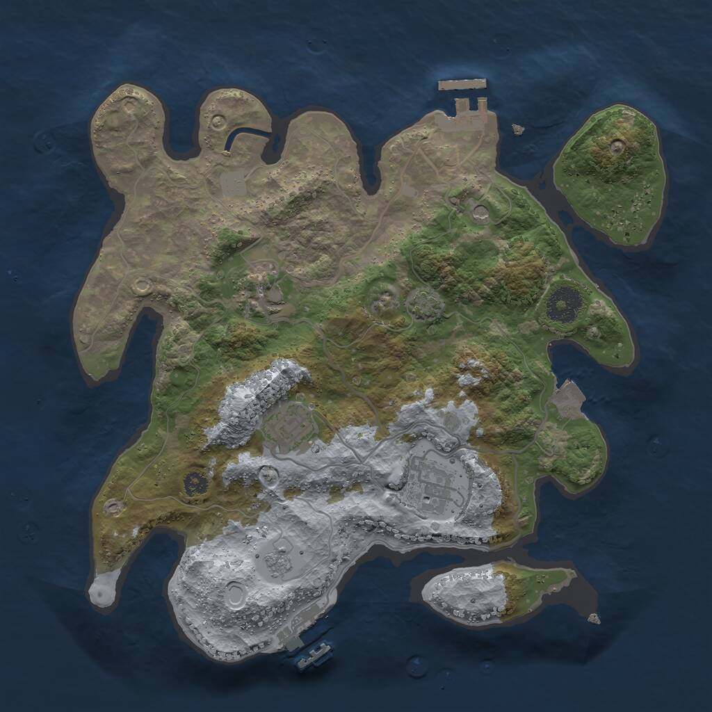 Rust Map: Procedural Map, Size: 3000, Seed: 25065, 9 Monuments