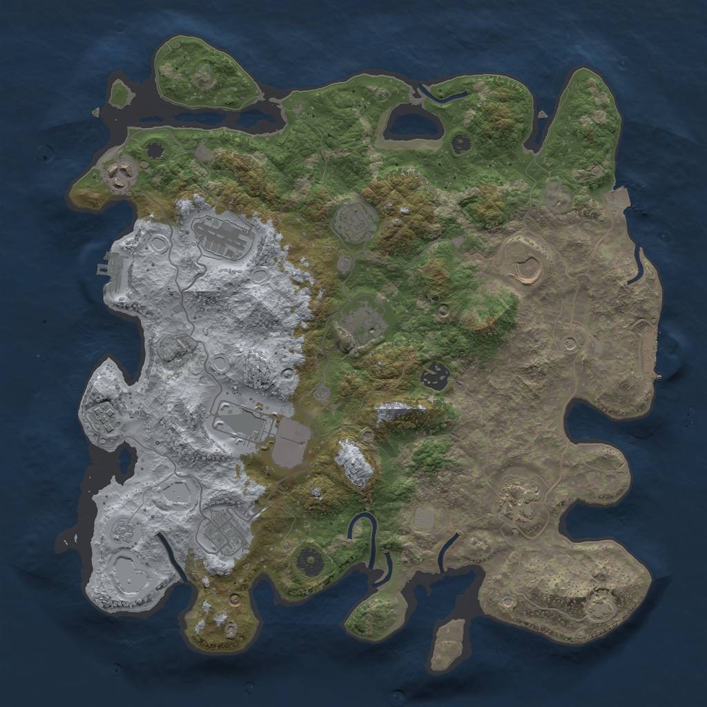 Rust Map: Procedural Map, Size: 3847, Seed: 588112174, 18 Monuments