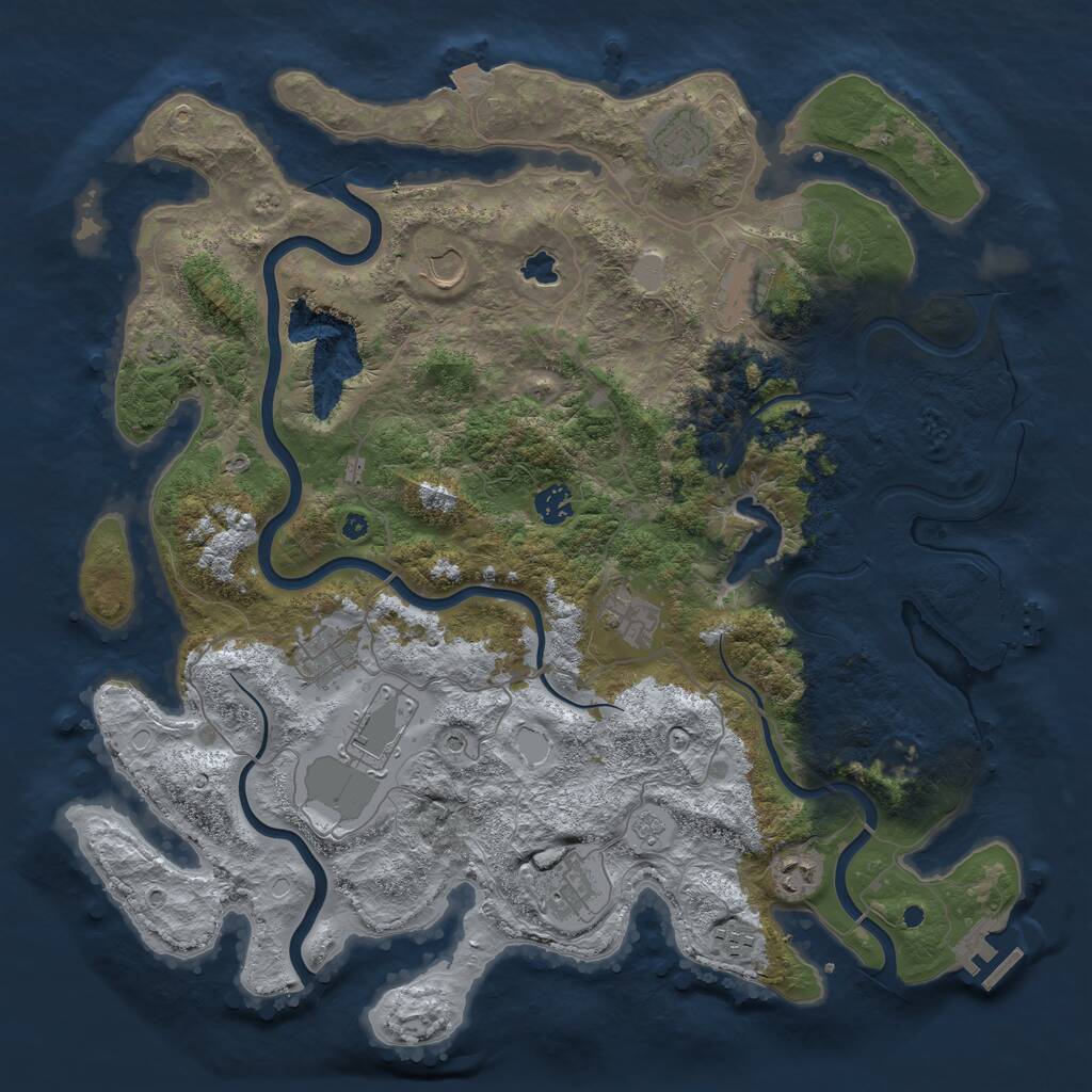 Rust Map: Procedural Map, Size: 4200, Seed: 1610781361, 16 Monuments