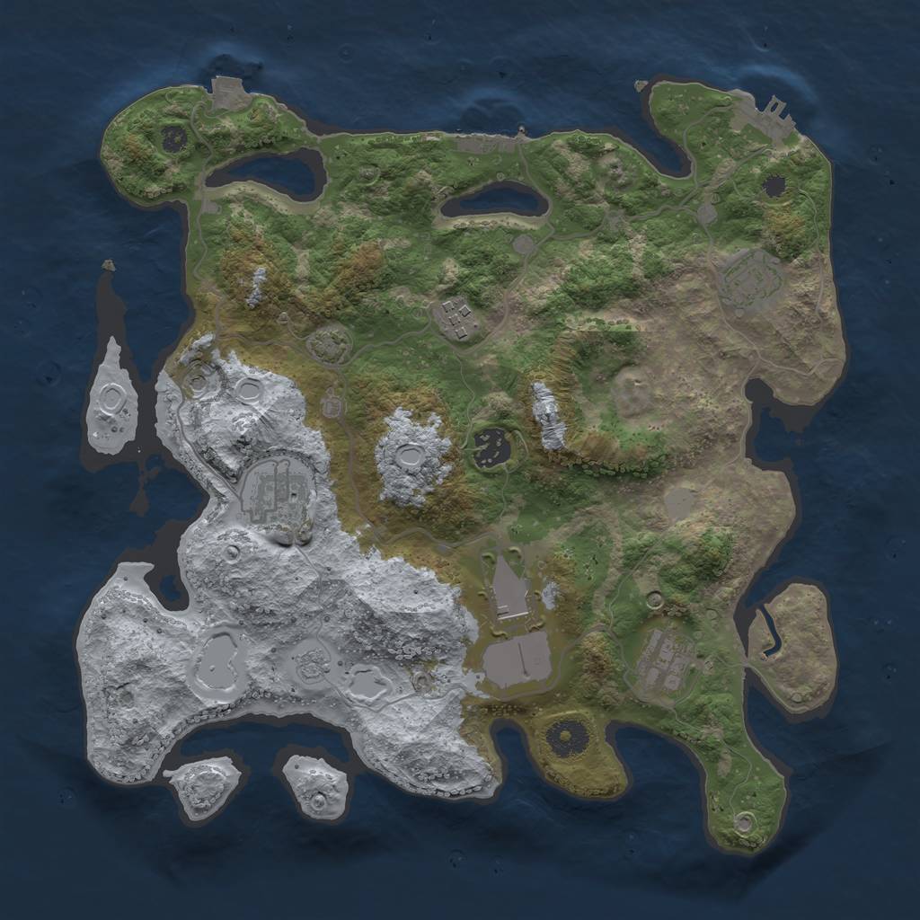 Rust Map: Procedural Map, Size: 3500, Seed: 2045155371, 14 Monuments