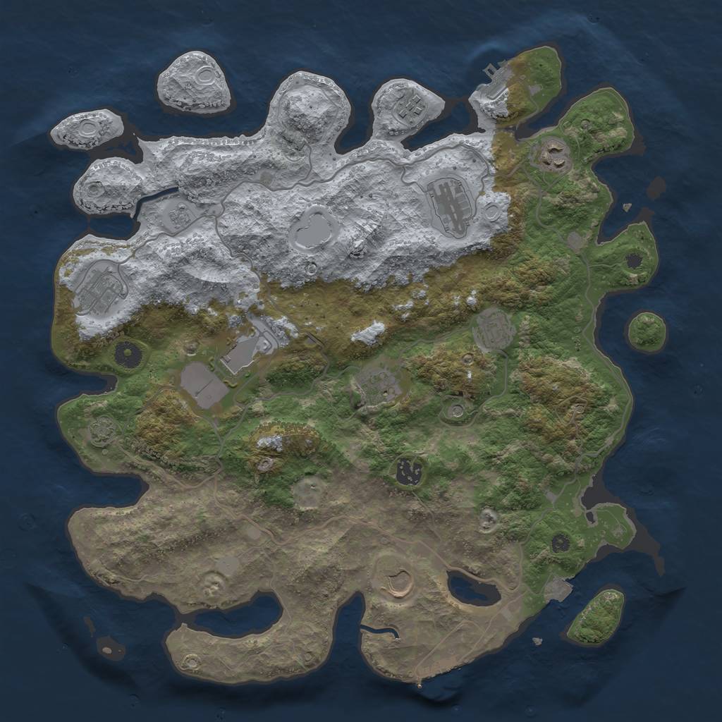 Rust Map: Procedural Map, Size: 4000, Seed: 267495905, 17 Monuments