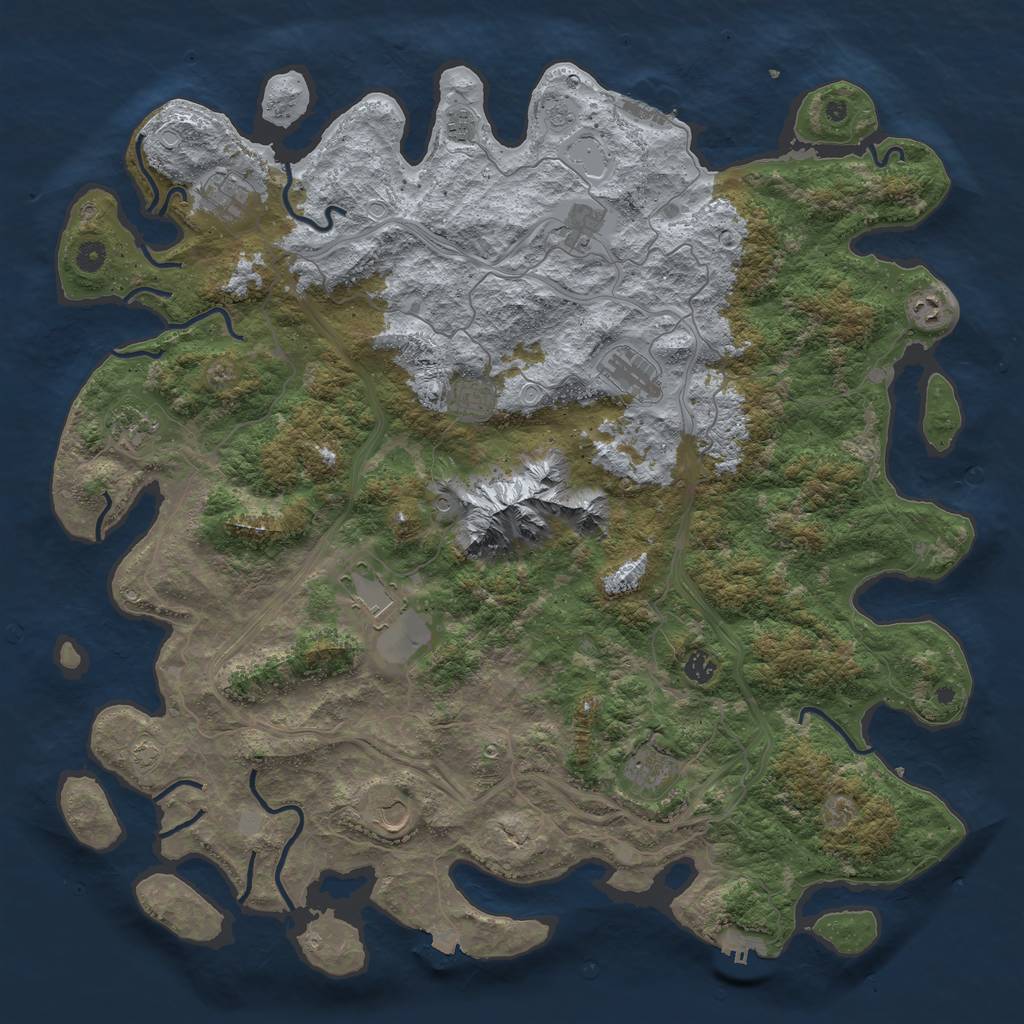 Rust Map: Procedural Map, Size: 5000, Seed: 5078864, 19 Monuments