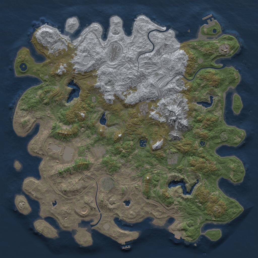 Rust Map: Procedural Map, Size: 5000, Seed: 5078864, 17 Monuments