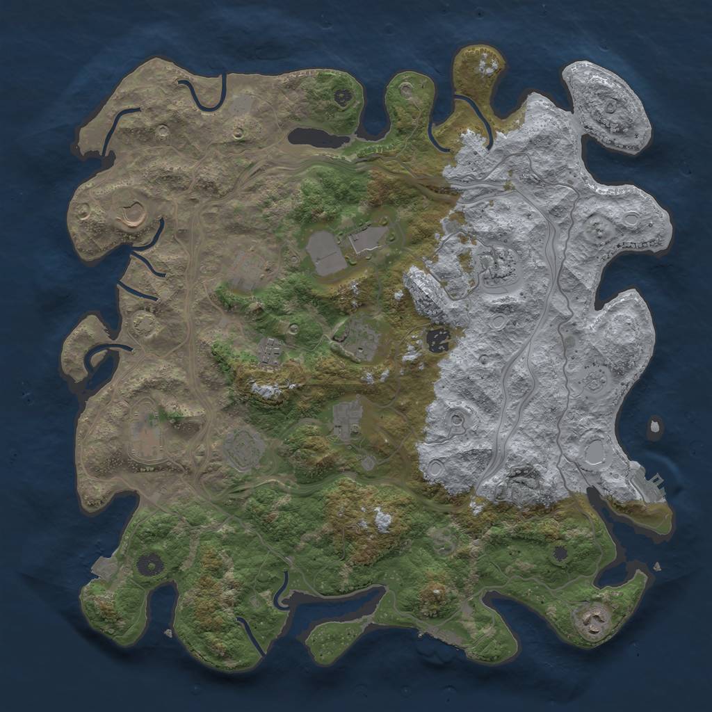 Rust Map: Procedural Map, Size: 4250, Seed: 836092081, 19 Monuments