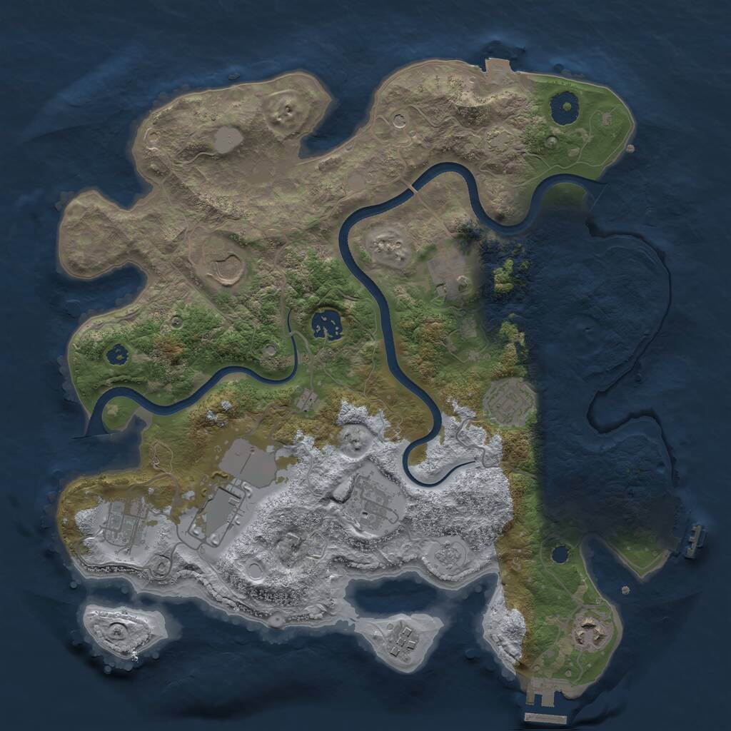 Rust Map: Procedural Map, Size: 3500, Seed: 74784355, 15 Monuments