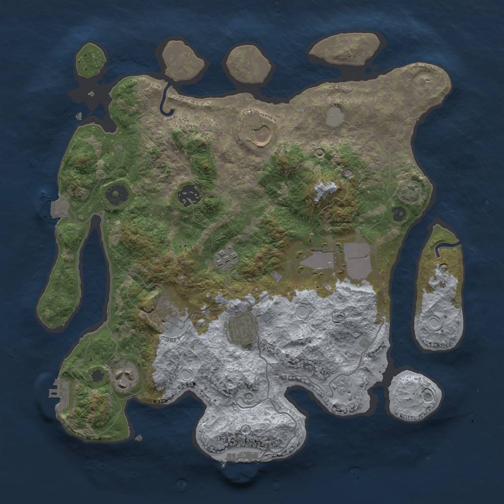 Rust Map: Procedural Map, Size: 3500, Seed: 346077859, 15 Monuments