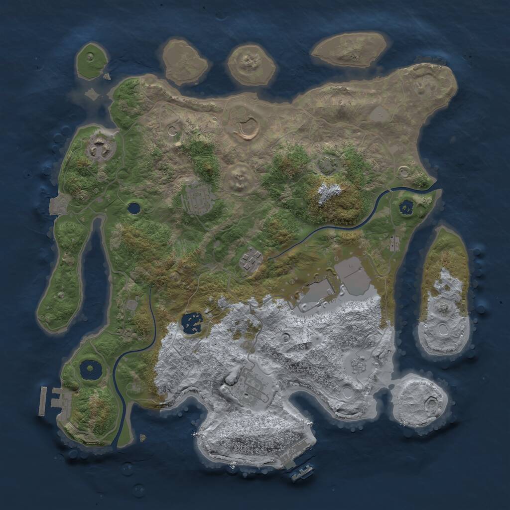 Rust Map: Procedural Map, Size: 3500, Seed: 346077859, 13 Monuments
