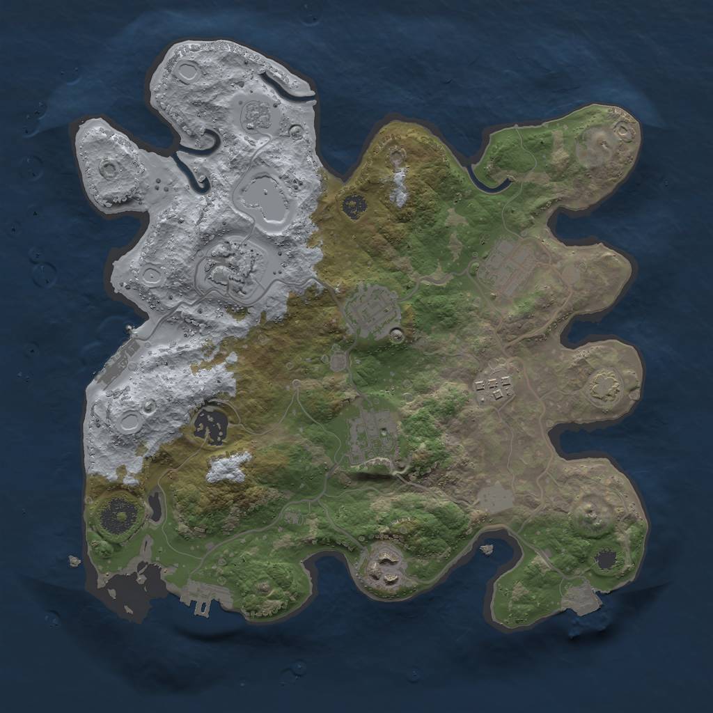 Rust Map: Procedural Map, Size: 3000, Seed: 2726, 14 Monuments