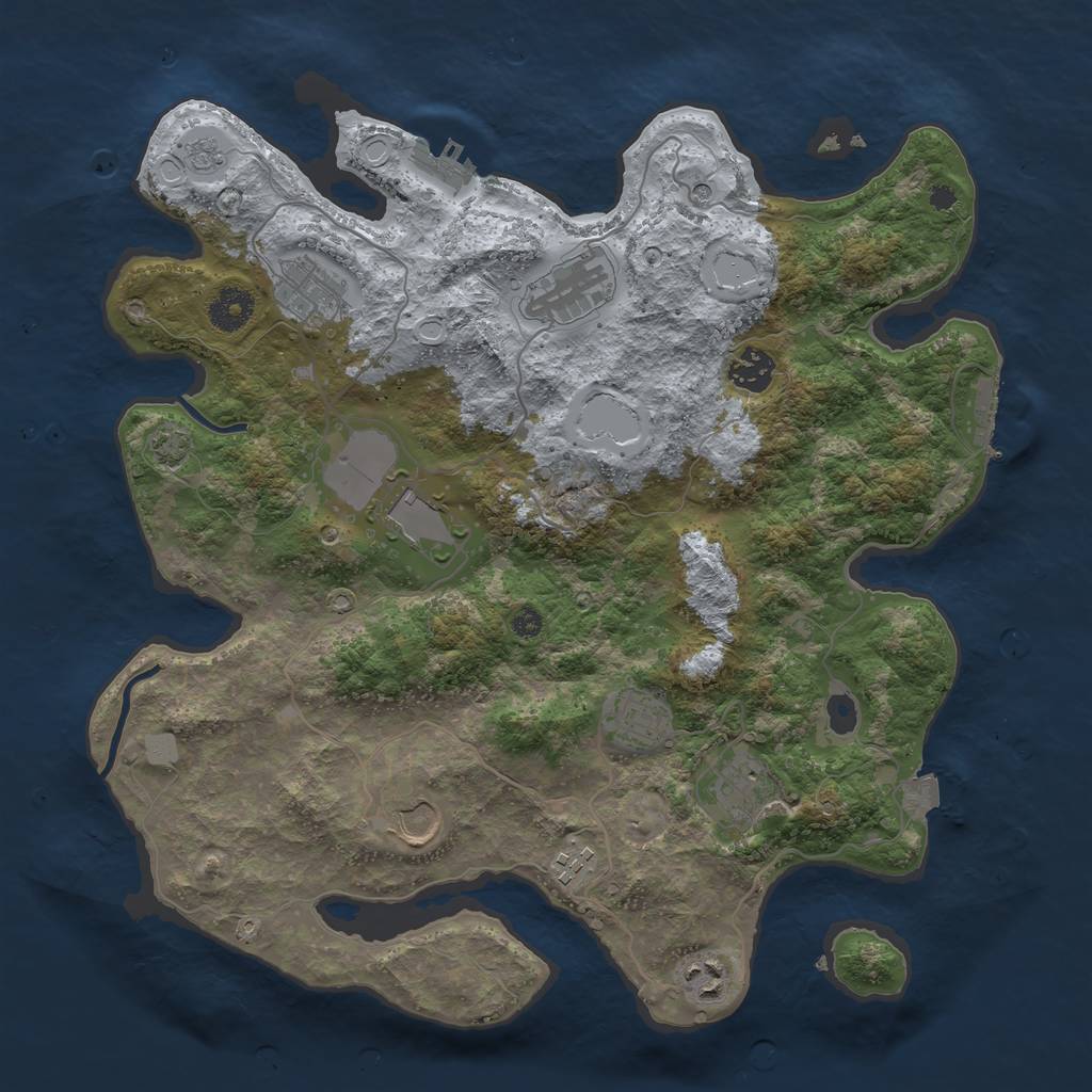 Rust Map: Procedural Map, Size: 3700, Seed: 229493389, 17 Monuments