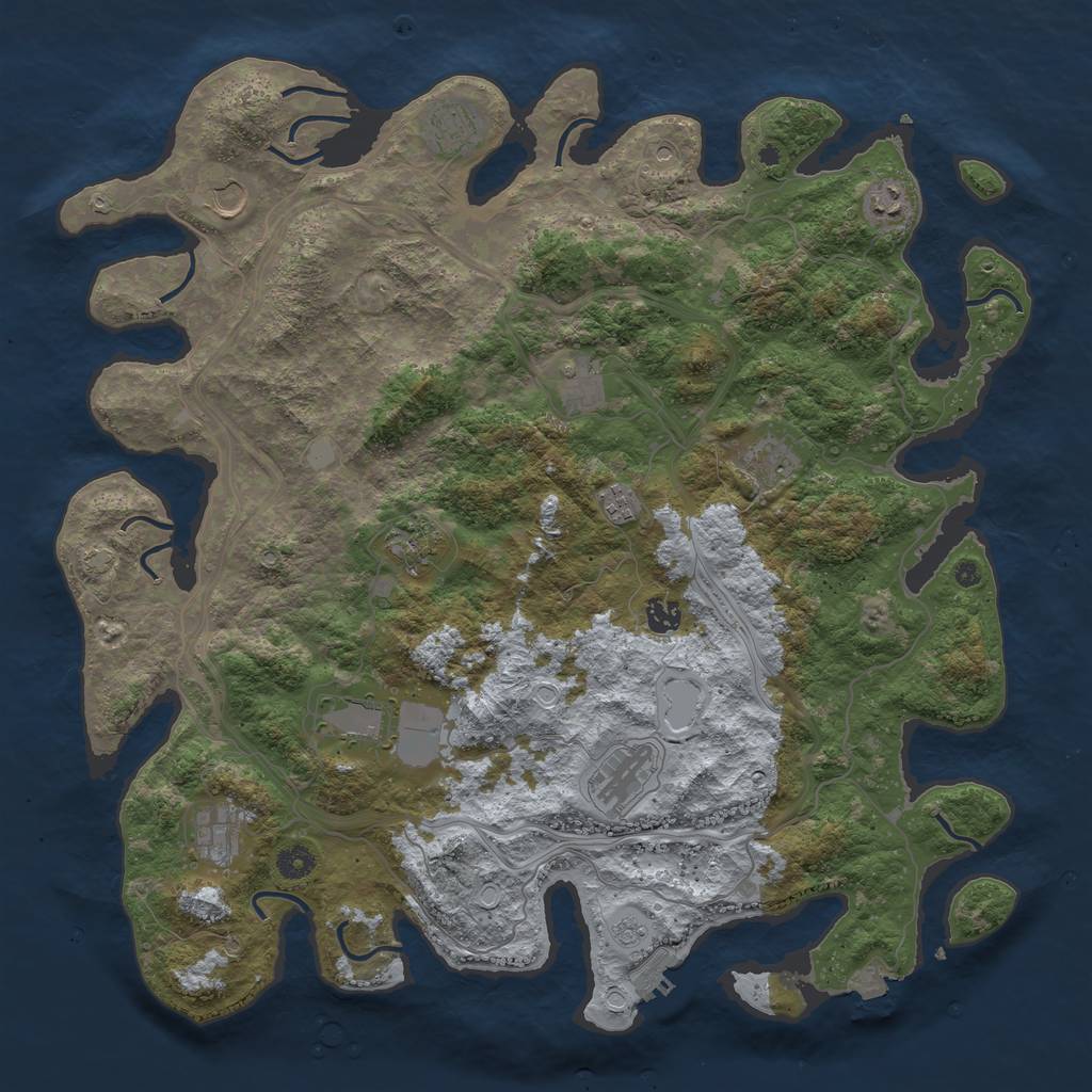 Rust Map: Procedural Map, Size: 4500, Seed: 1973109642, 18 Monuments