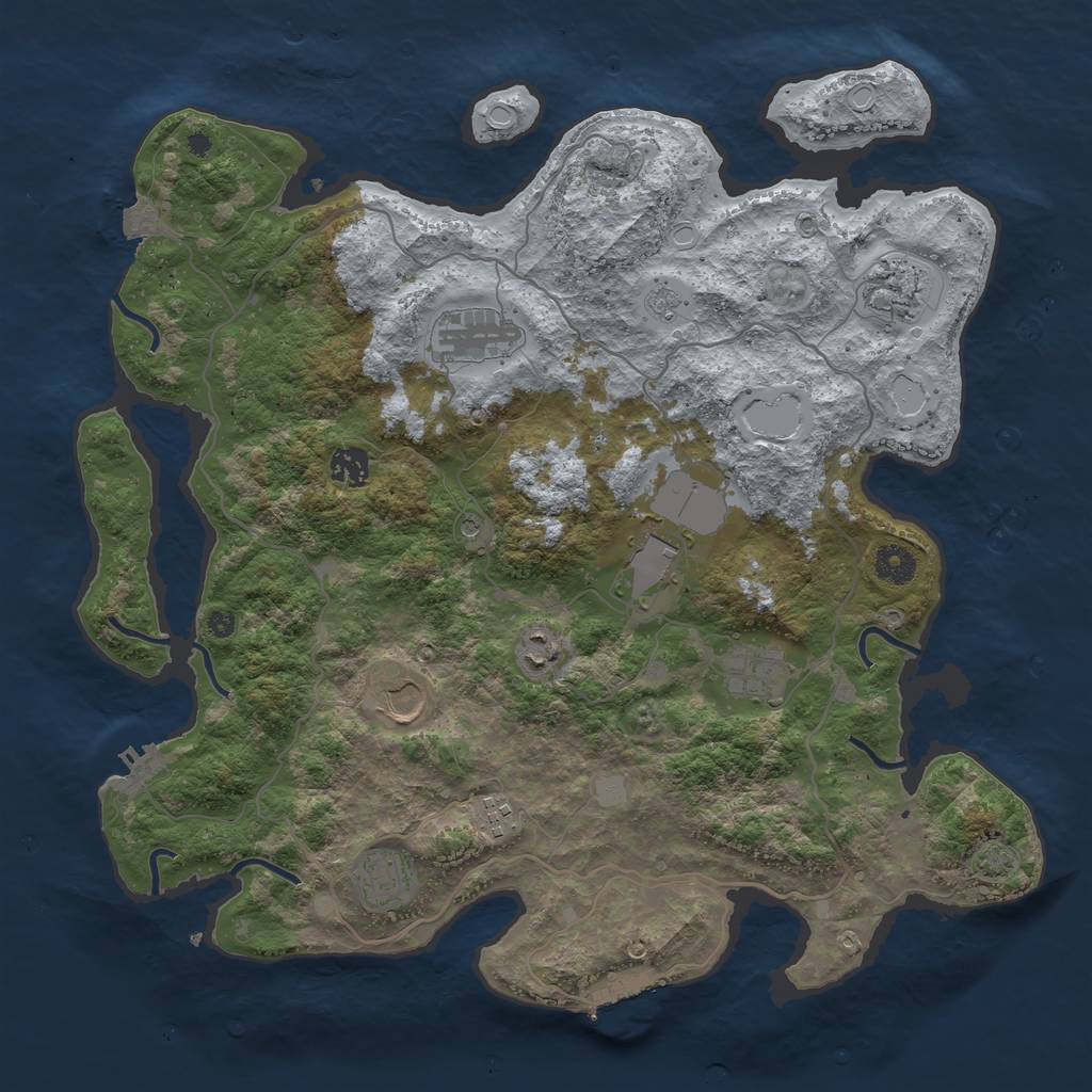 Rust Map: Procedural Map, Size: 4000, Seed: 589368419, 17 Monuments