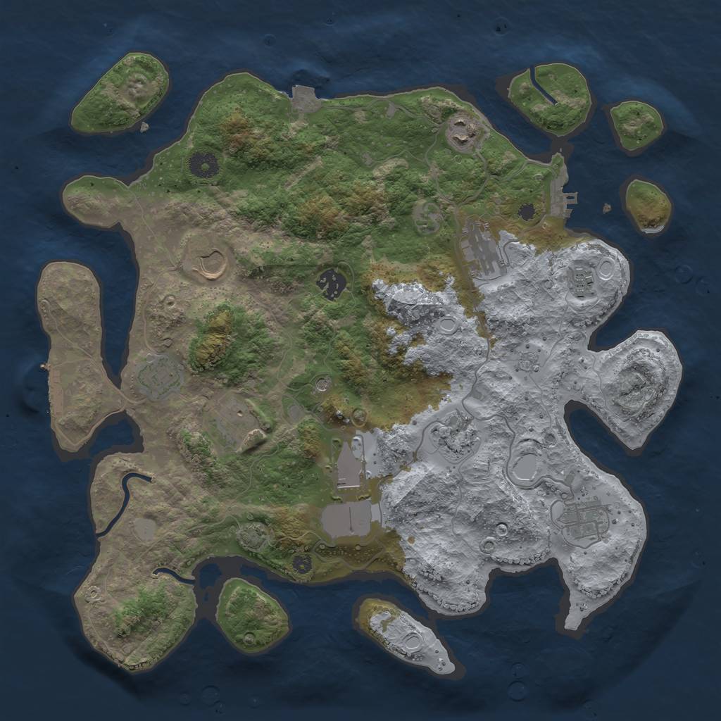 Rust Map: Procedural Map, Size: 3750, Seed: 63325799, 18 Monuments