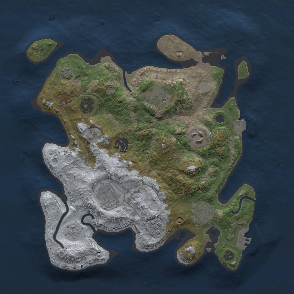Rust Map: Procedural Map, Size: 3000, Seed: 555506998, 12 Monuments