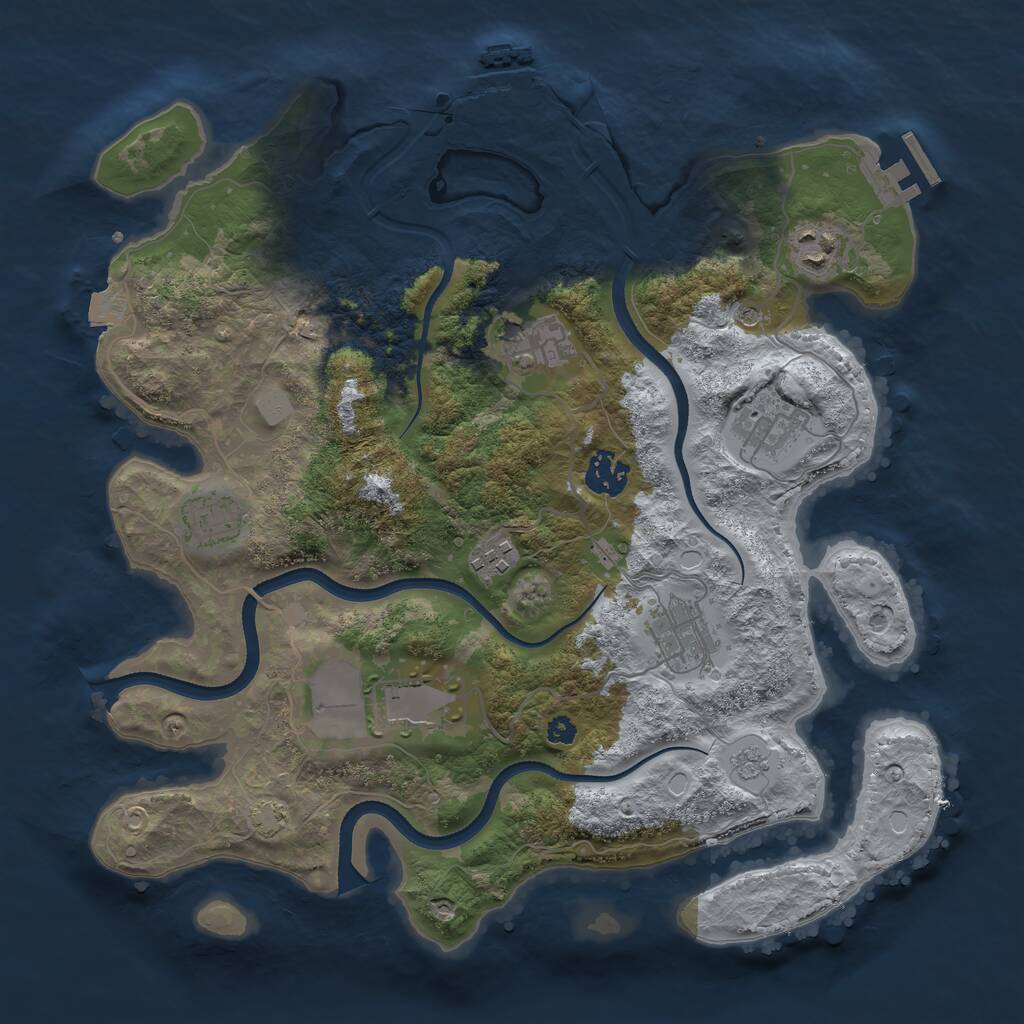 Rust Map: Procedural Map, Size: 3500, Seed: 121971690, 14 Monuments