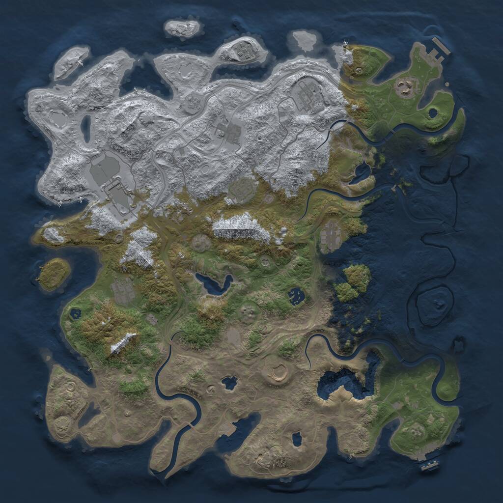 Rust Map: Procedural Map, Size: 4500, Seed: 883613873, 17 Monuments