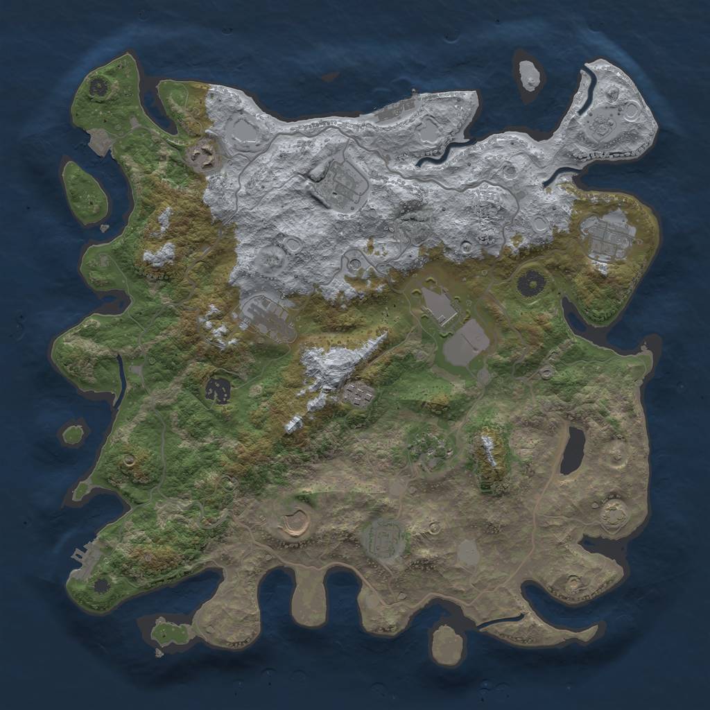 Rust Map: Procedural Map, Size: 4000, Seed: 344352330, 18 Monuments