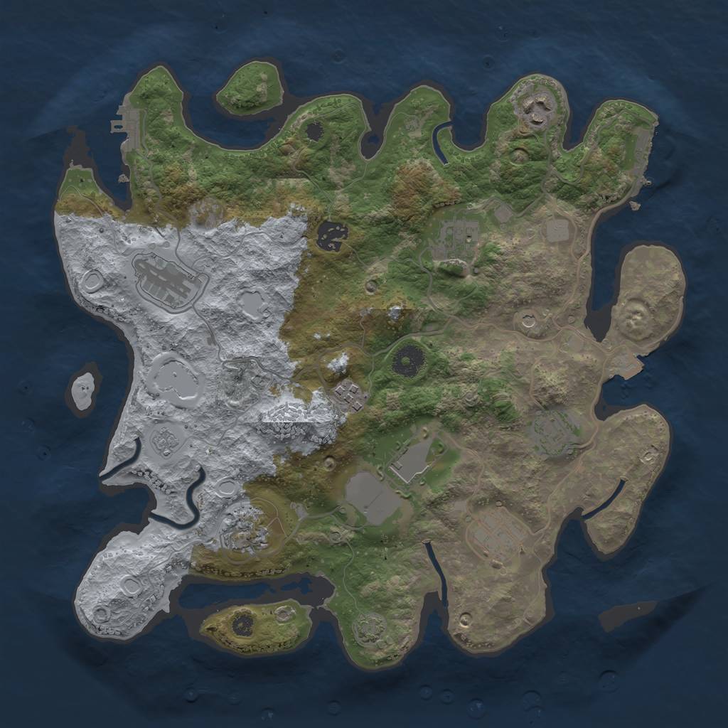 Rust Map: Procedural Map, Size: 3500, Seed: 1301666713, 17 Monuments