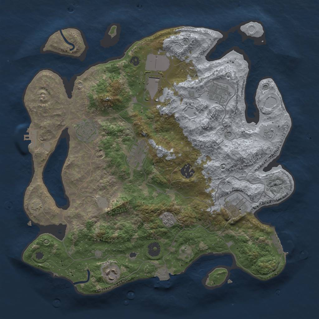 Rust Map: Procedural Map, Size: 3500, Seed: 291839413, 16 Monuments