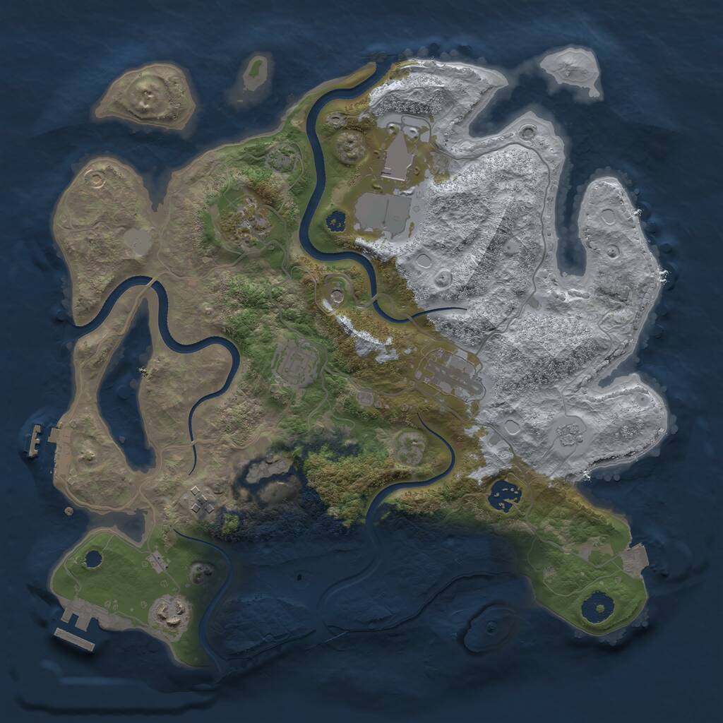 Rust Map: Procedural Map, Size: 3500, Seed: 291839413, 14 Monuments