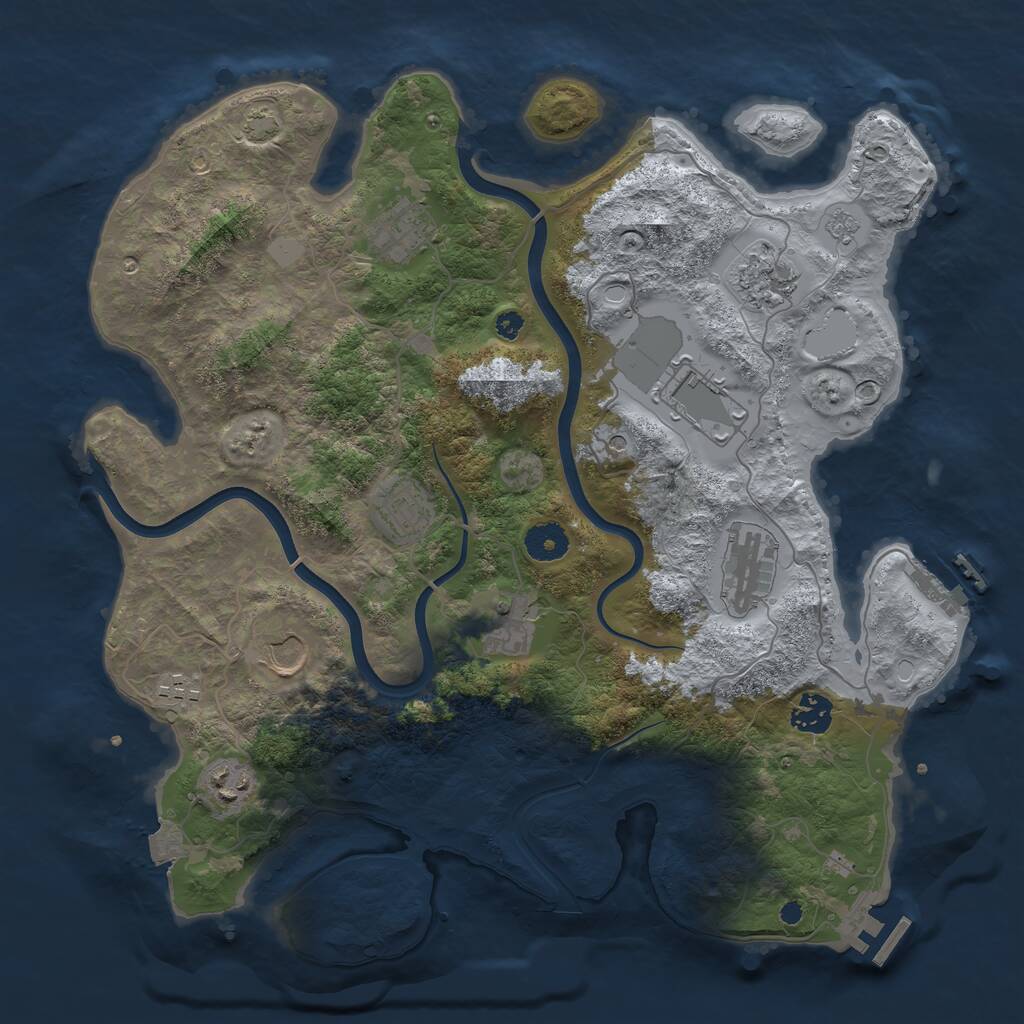 Rust Map: Procedural Map, Size: 3750, Seed: 766405, 16 Monuments