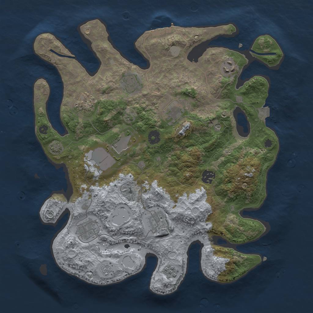 Rust Map: Procedural Map, Size: 3500, Seed: 125468541, 16 Monuments