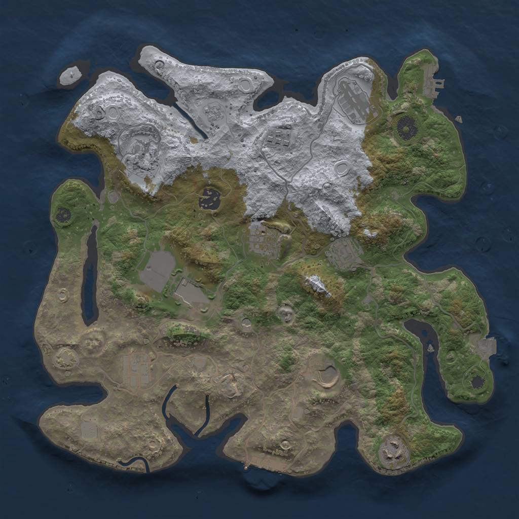 Rust Map: Procedural Map, Size: 3500, Seed: 563288014, 18 Monuments