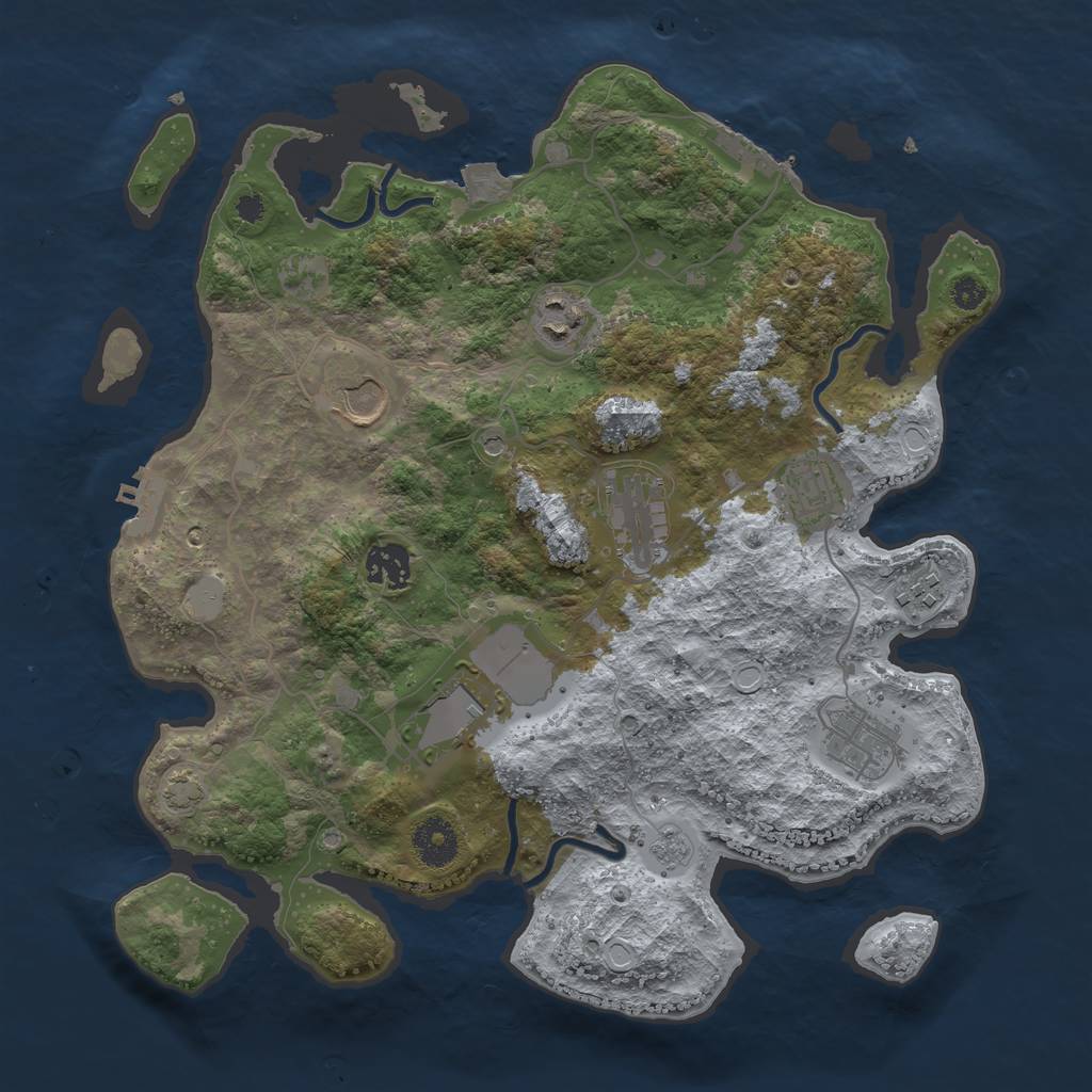 Rust Map: Procedural Map, Size: 3500, Seed: 1013549241, 16 Monuments