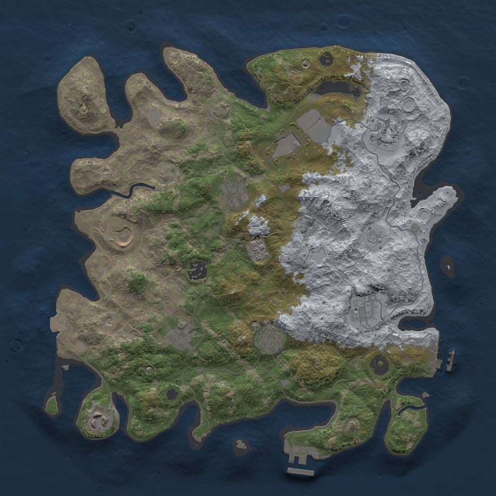 Rust Map: Procedural Map, Size: 3800, Seed: 511234111, 18 Monuments