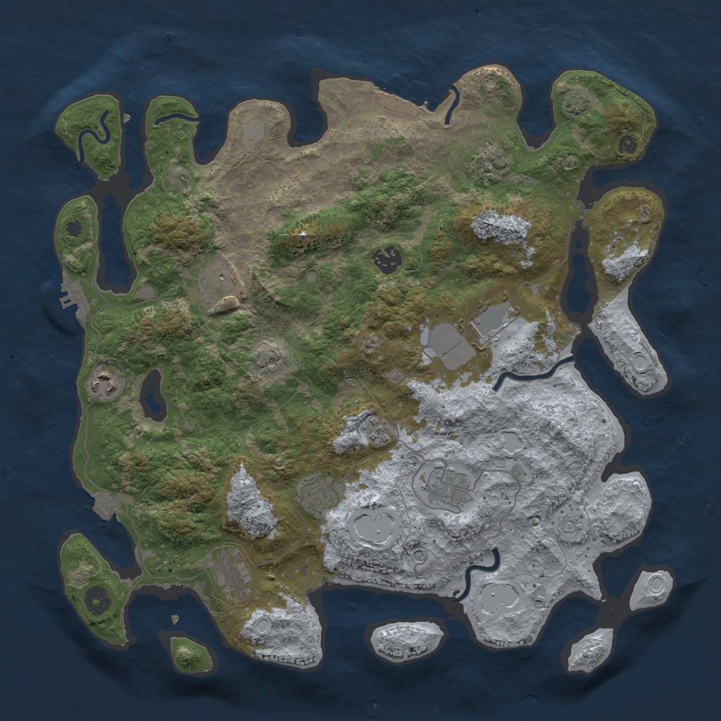 Rust Map: Procedural Map, Size: 3950, Seed: 28673682, 17 Monuments