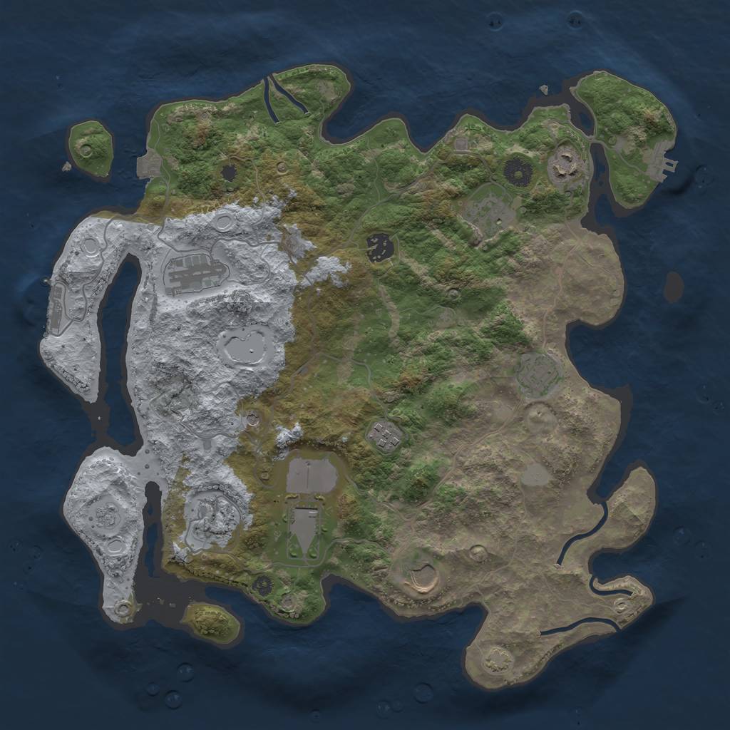 Rust Map: Procedural Map, Size: 3800, Seed: 2007, 17 Monuments