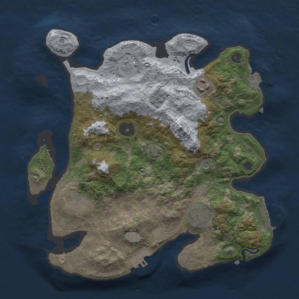 Rust Map: Procedural Map, Size: 3000, Seed: 2145067133, 12 Monuments
