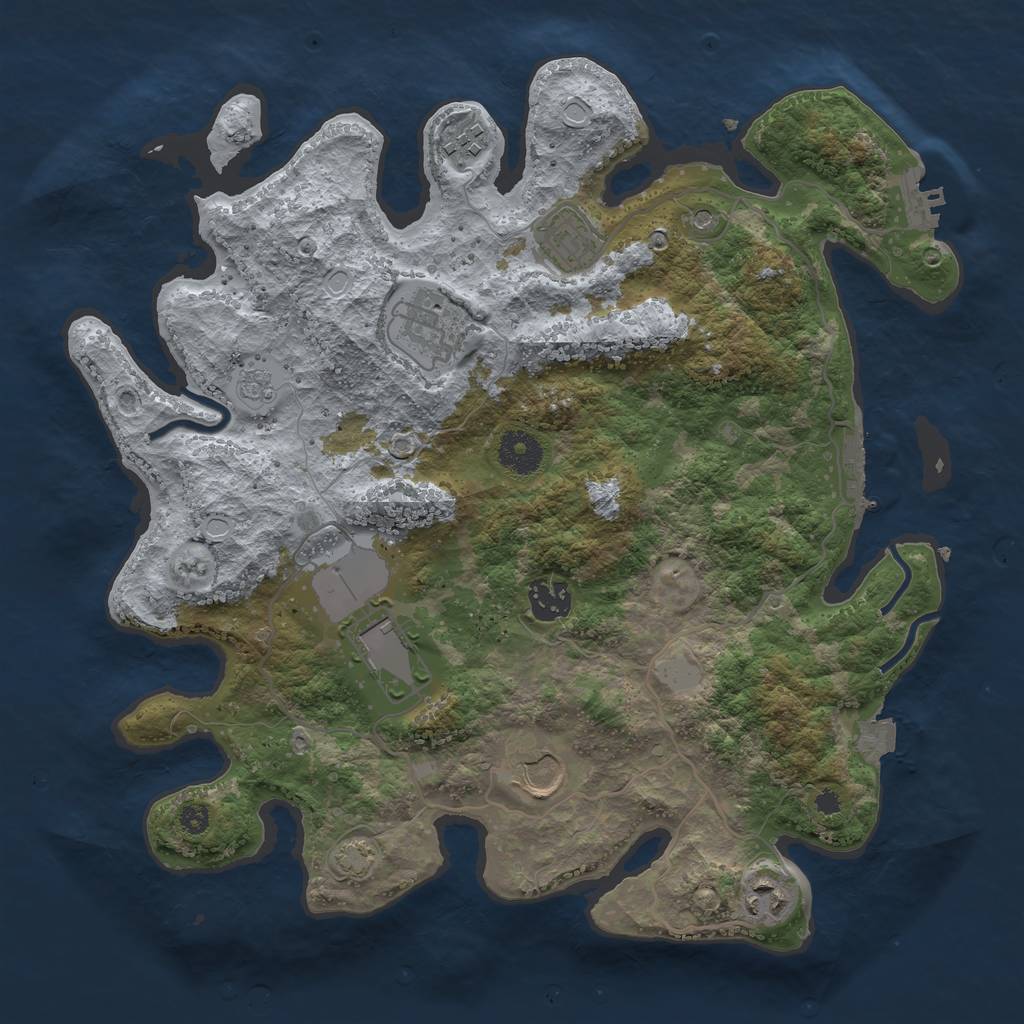 Rust Map: Procedural Map, Size: 3500, Seed: 857498177, 15 Monuments