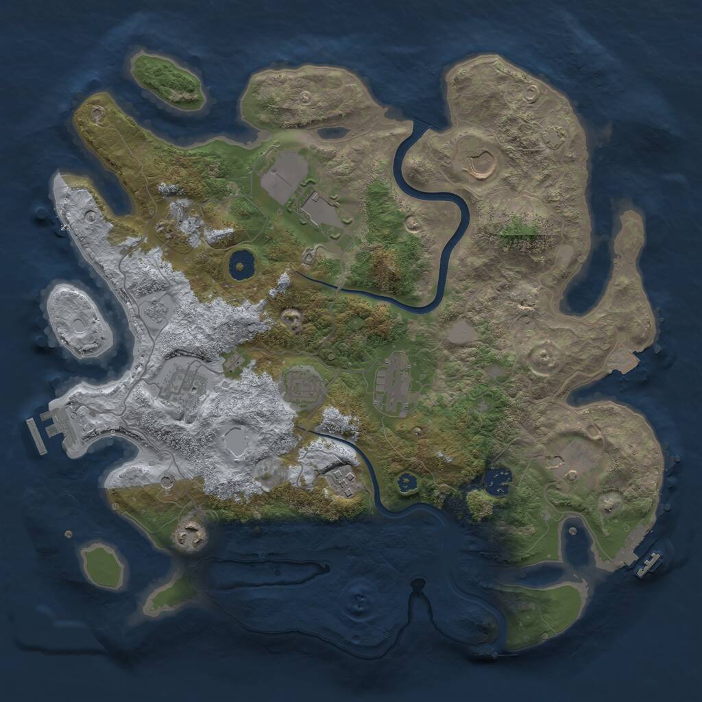 Rust Map: Procedural Map, Size: 3700, Seed: 251391727, 16 Monuments
