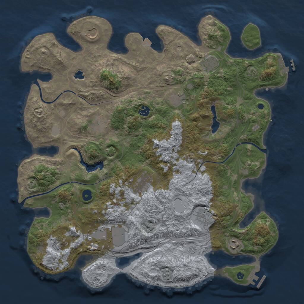 Rust Map: Procedural Map, Size: 4250, Seed: 2143031742, 17 Monuments