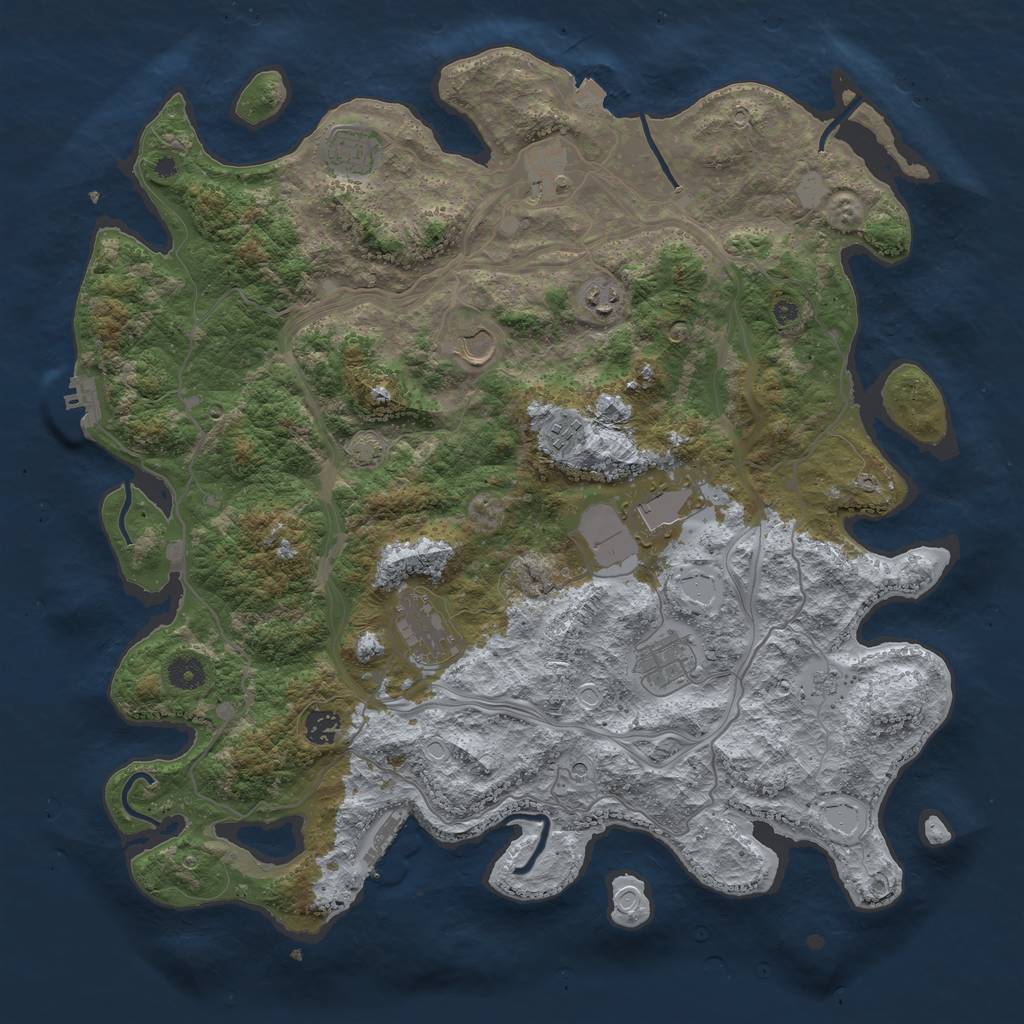 Rust Map: Procedural Map, Size: 4300, Seed: 30670041, 17 Monuments