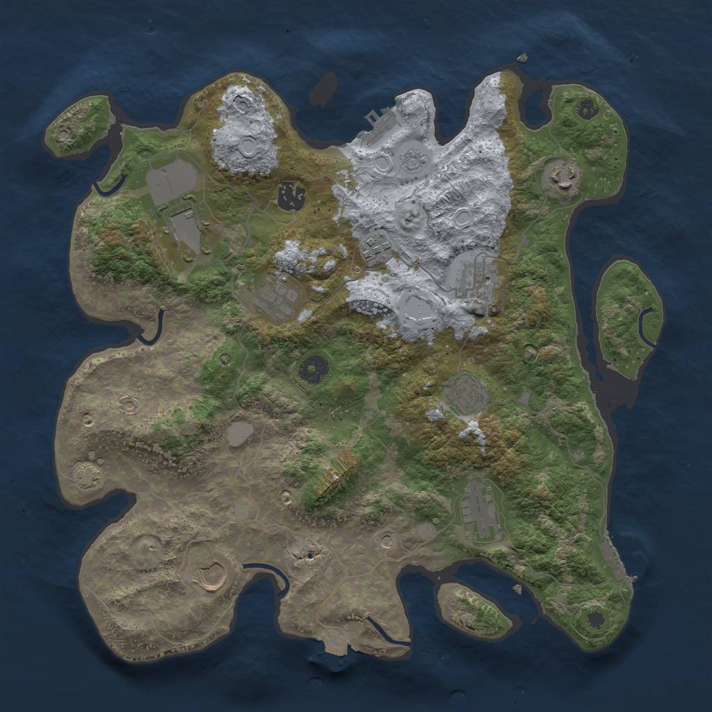 Rust Map: Procedural Map, Size: 3700, Seed: 215429337, 17 Monuments