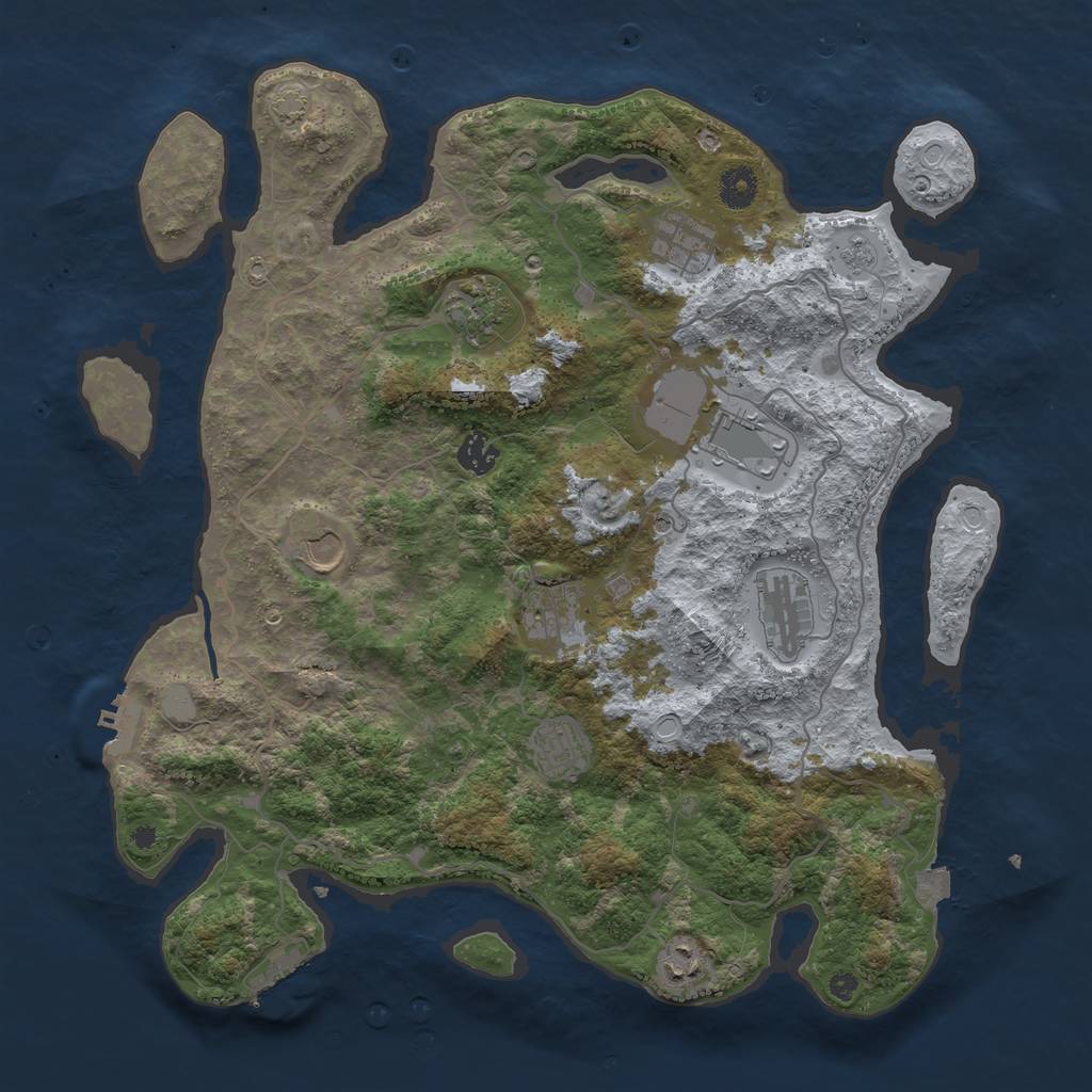 Rust Map: Procedural Map, Size: 4000, Seed: 81249611, 17 Monuments
