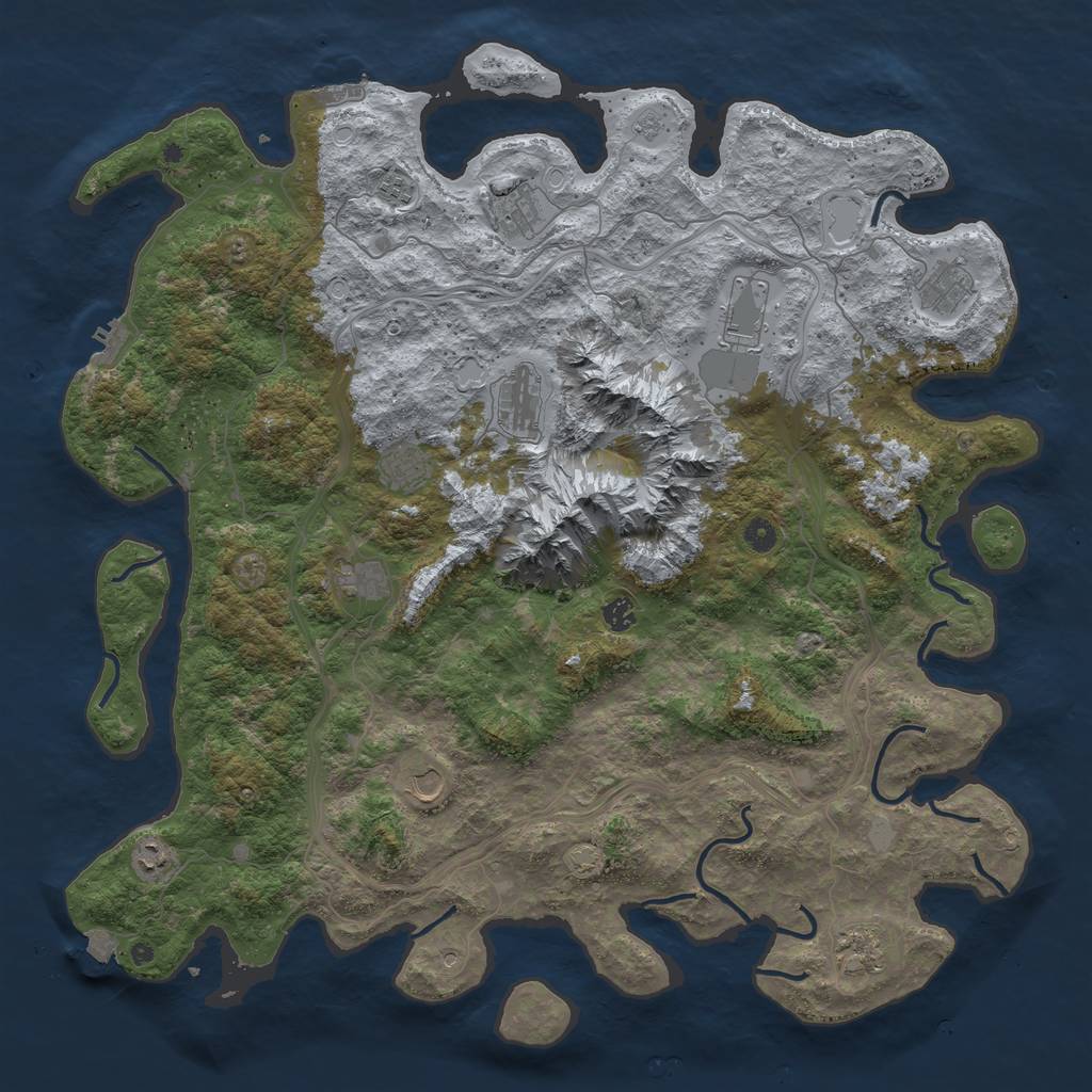 Rust Map: Procedural Map, Size: 5000, Seed: 9090909, 19 Monuments