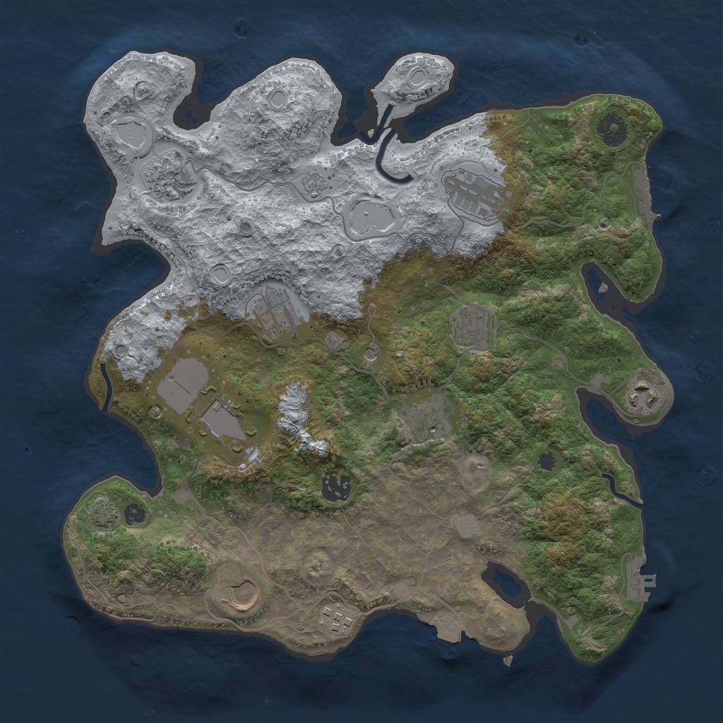 Rust Map: Procedural Map, Size: 3500, Seed: 483296968, 18 Monuments