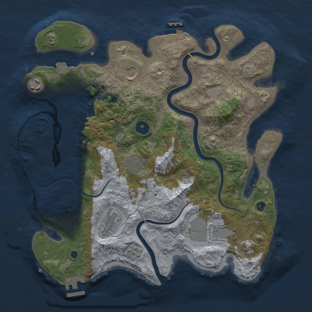 Rust Map: Procedural Map, Size: 3500, Seed: 280044485, 12 Monuments