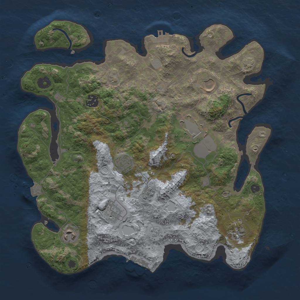 Rust Map: Procedural Map, Size: 3500, Seed: 280044485, 15 Monuments