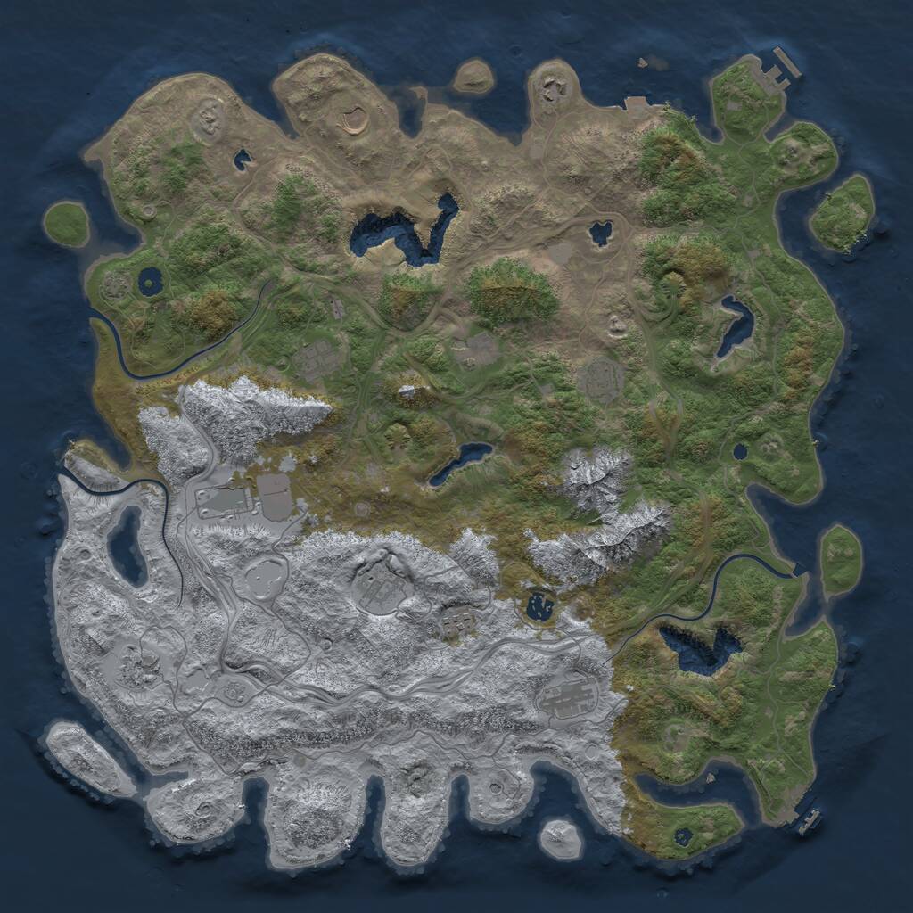Rust Map: Procedural Map, Size: 5000, Seed: 727272, 17 Monuments