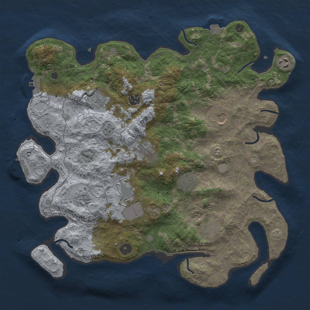 Rust Map: Procedural Map, Size: 4000, Seed: 990255, 18 Monuments
